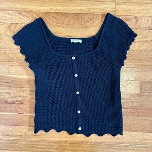 The General Good Short Sleeve Crocheted Sweater